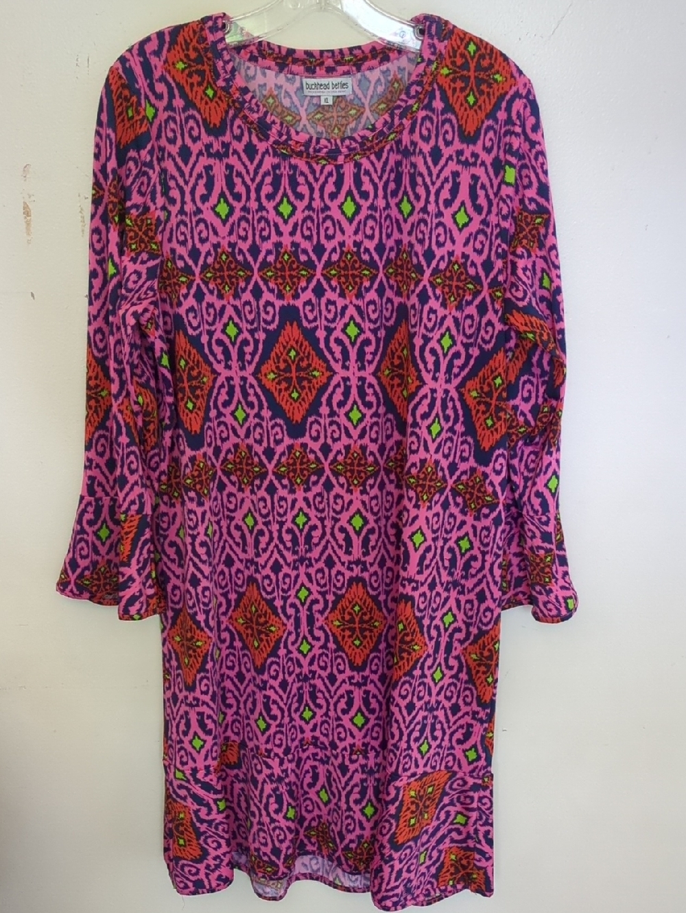 Buckhead Betties Preppy Bell Sleeve Paisley Shift Dress XL